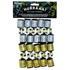 Party Poppers Kulta/Hopea 20-kpl