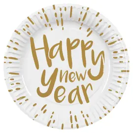 Happy New Year Paperilautanen Valkoinen