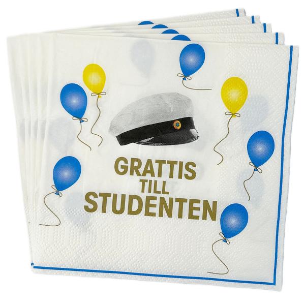 Kahviservetit Grattis Till Studenten 25cm 16 kpl