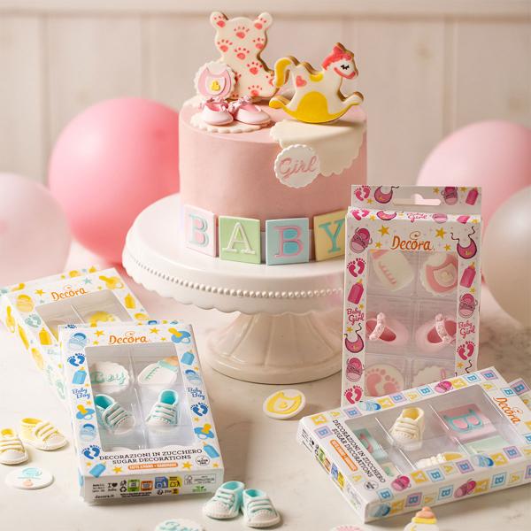 Sokerikoristeet Baby Shower Keltainen/Valkoinen 6-kpl
