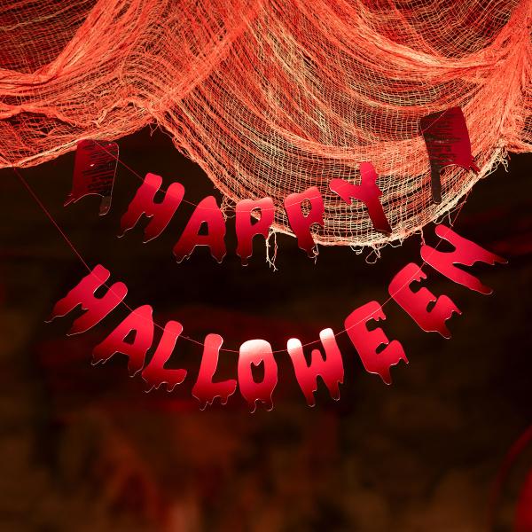 Viirinauha Happy Halloween Lihaveitsillä Punainen