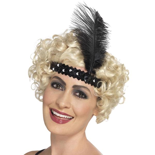 Flapper Otsanauha Höyhenillä ja Paljeteilla