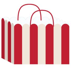 Raidallinen Lahjapussi Punainen/Valkoinen