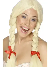 Koulutytön Blondi Peruukki Leteillä