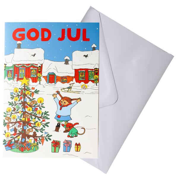 Joulukortti Peppi Pitkätossu