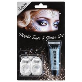 Valkoiset Piilolinssit Hopeisella Glittermeikill&auml;