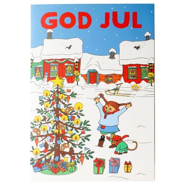 Joulukortti Peppi Pitkätossu