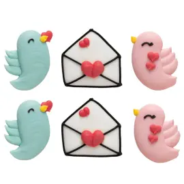 Sokerikoristeet Rakastavaiset/Kirjekuori 6-kpl