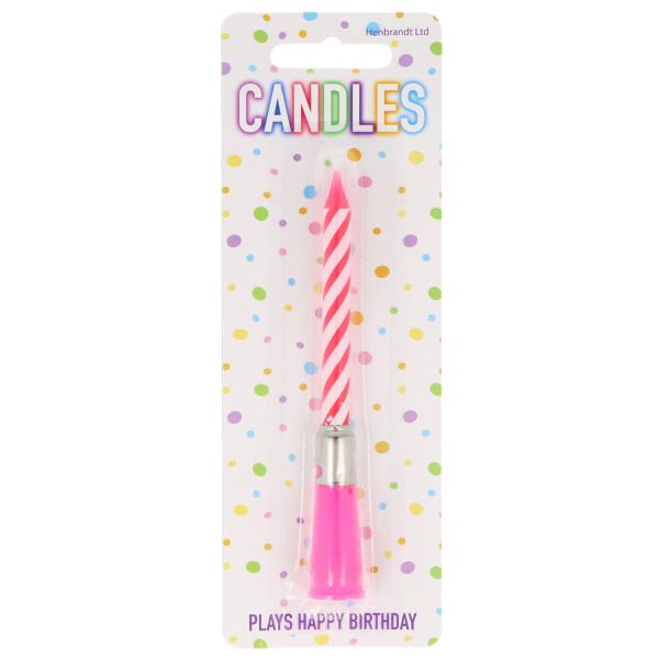 Musiikkikynttilä Kakkuun Vaaleanpunainen