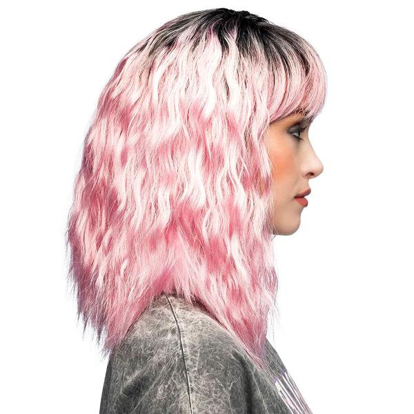 Aaltoileva Peruukki Vaaleanpunainen/Musta