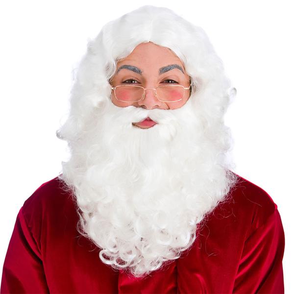 Joulupukin Parta Peruukilla ja Silmälaseilla Deluxe