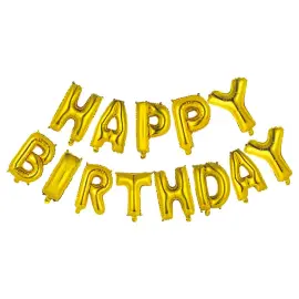 Folioilmapallot Happy Birthday Kulta