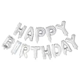 Folioilmapallot Happy Birthday Hopea