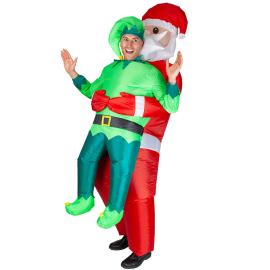 Joulupukki ja Tonttu Puhallettava Carry Me Asu