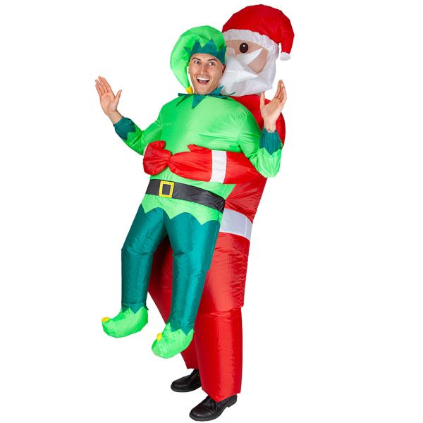 Joulupukki ja Tonttu Puhallettava Carry Me Asu