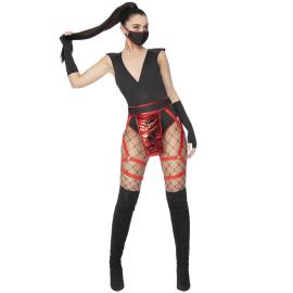 Ninja Naamiaisasu Musta/Punainen