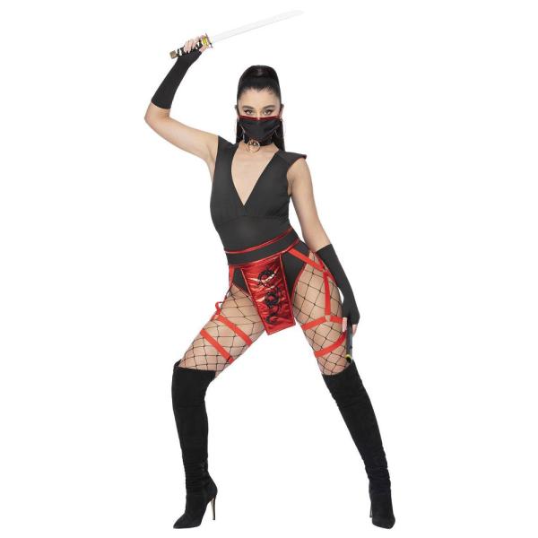 Ninja Naamiaisasu Musta/Punainen