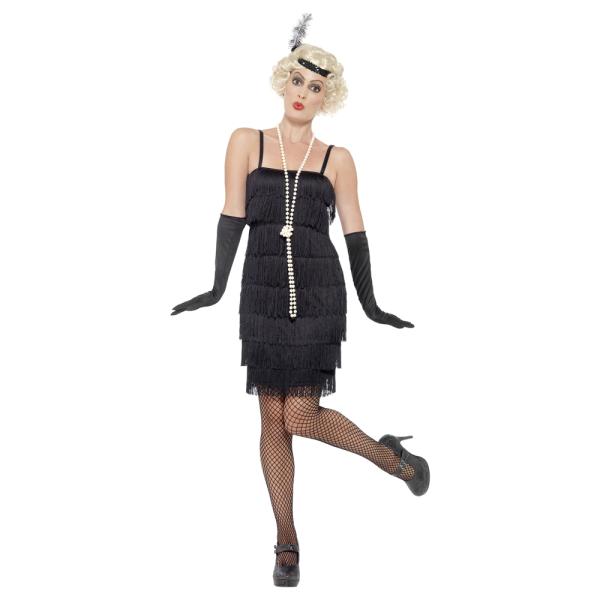 Flapper Mekko Lyhyt Musta Naamiaisasu