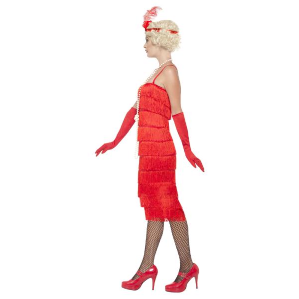 Flapper Mekko Pitkä Punainen Naamiaisasu