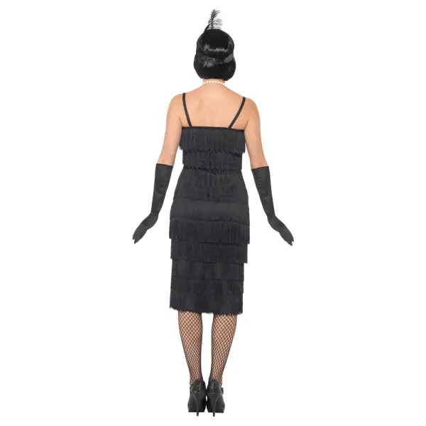 Flapper Mekko Pitkä Musta Naamiaisasu