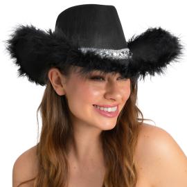 Musta Cowboyhattu Höyhenlierillä