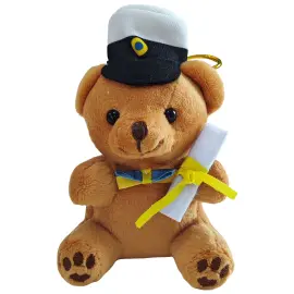Ylioppilasnalle Karhu Diplomilla ja Rusetilla 12 cm