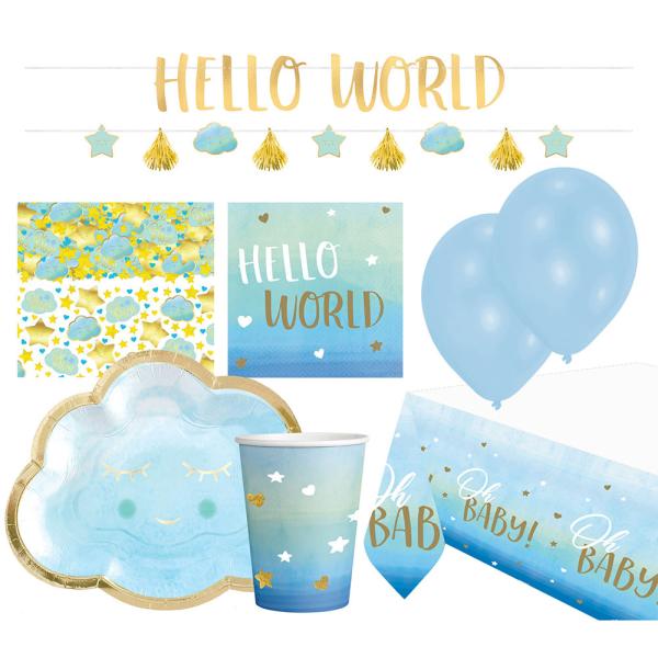 Babyshower Setti Sininen/Kulta 46-pakkaus