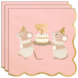 Servetit 1 v Hiiret Vaaleanpinkki 12 kpl