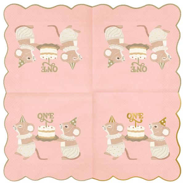 Servetit 1 v Hiiret Vaaleanpinkki 12 kpl