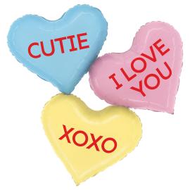 Folioilmapallo Sydämiä Teksteillä