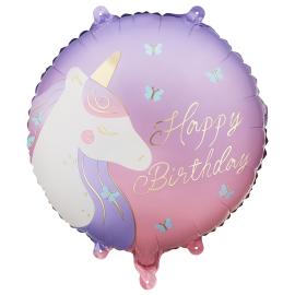 Folioilmapallo Happy Birthday Yksisarvinen 35 cm