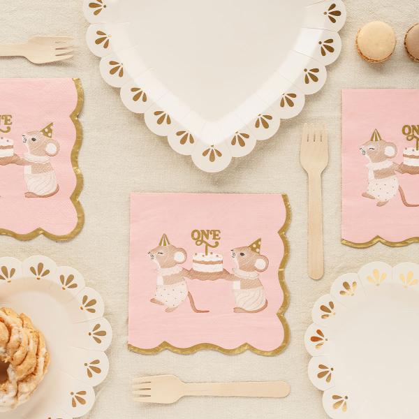 Servetit 1 v Hiiret Vaaleanpinkki 12 kpl