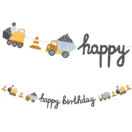 Viirinauha Happy Birthday Rakennusajoneuvot