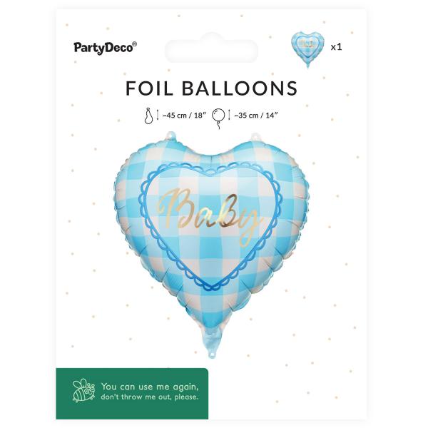 Folioilmapallo Baby Sydän Vaaleansininen 35 cm