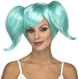 Anime-peruukki Lyhyill&auml; Tupsuilla Sininen