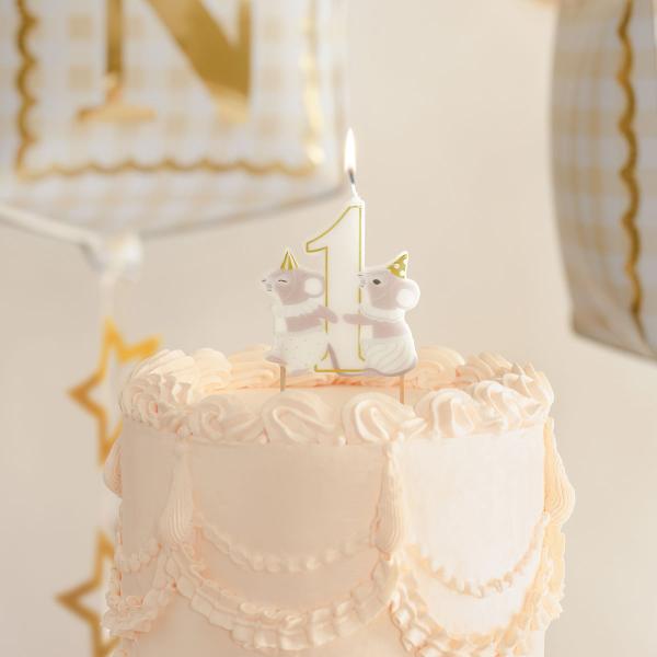 Kakkukynttilä 1 v Hiiret 6,5 x 7,5 cm