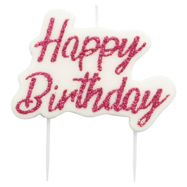 Kakkukynttilä Happy Birthday Vaaleanpunainen