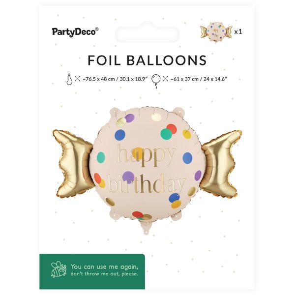 Folioilmapallo Happy Birthday Käärekarkki