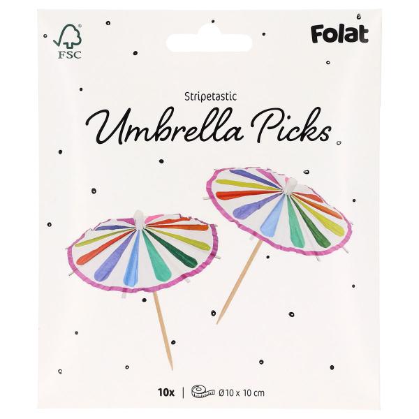 Cocktailtikut Päivänvarjot Stripetastic 10 kpl