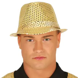 Gangsterihattu Paljeteilla Kulta