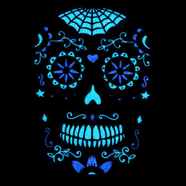 Day of the Dead Pimeässä Hohtavat Kasvotatuoinnit
