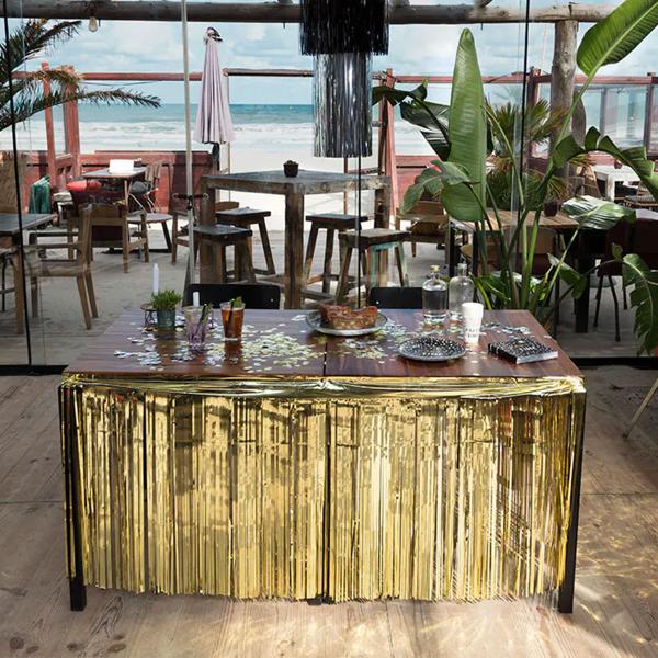 Pöydänhelma Hapsut Metallinen Kulta 300x74 cm