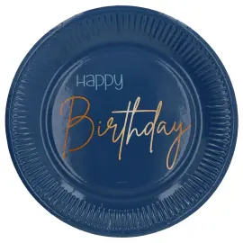 Happy Birthday Pahvilautaset Sininen 8 kpl