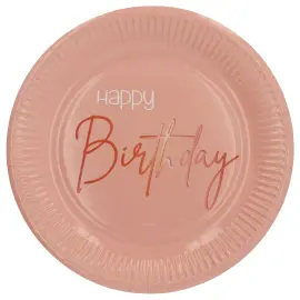 Happy Birthday Pahvilautaset Vaaleanroosa 8 kpl