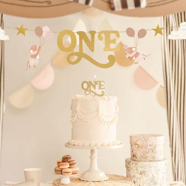 Kakkukynttilä One Kultainen 10 x 6,5 cm