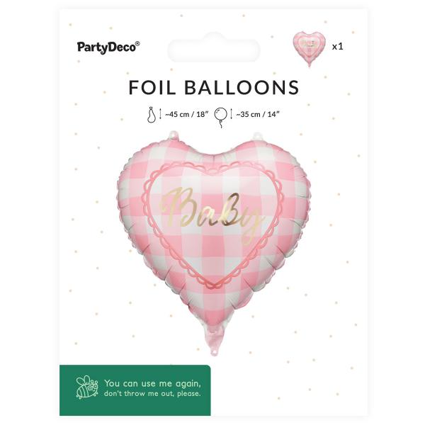 Folioilmapallo Baby Sydän Vaaleanpinkki 35 cm