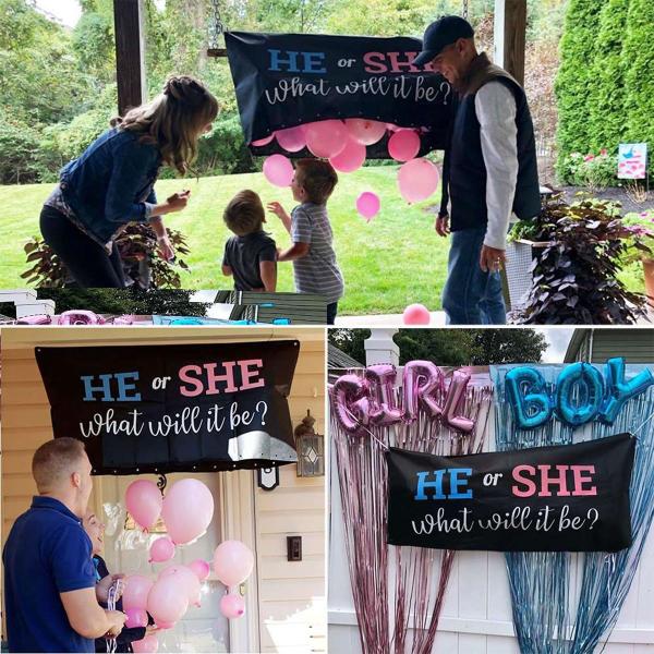 Laukku Ilmapalloilla Gender Reveal