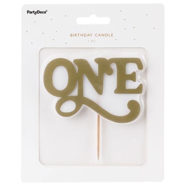Kakkukynttilä One Kultainen 10 x 6,5 cm