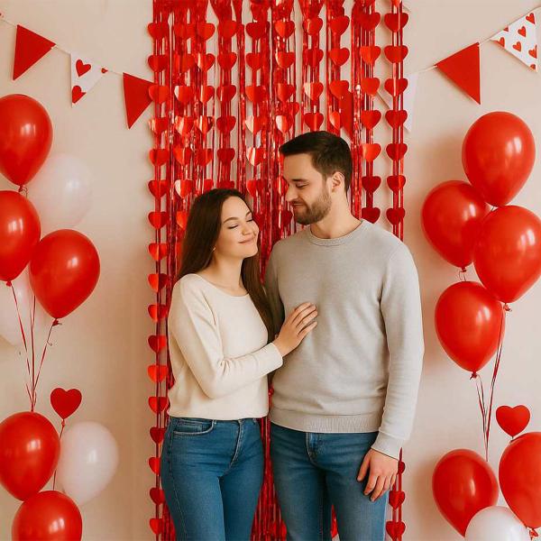 Verho Sydämet Metallinen Punainen