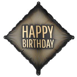 Folioilmapallo Happy Birthday Musta/Kulta 46 cm